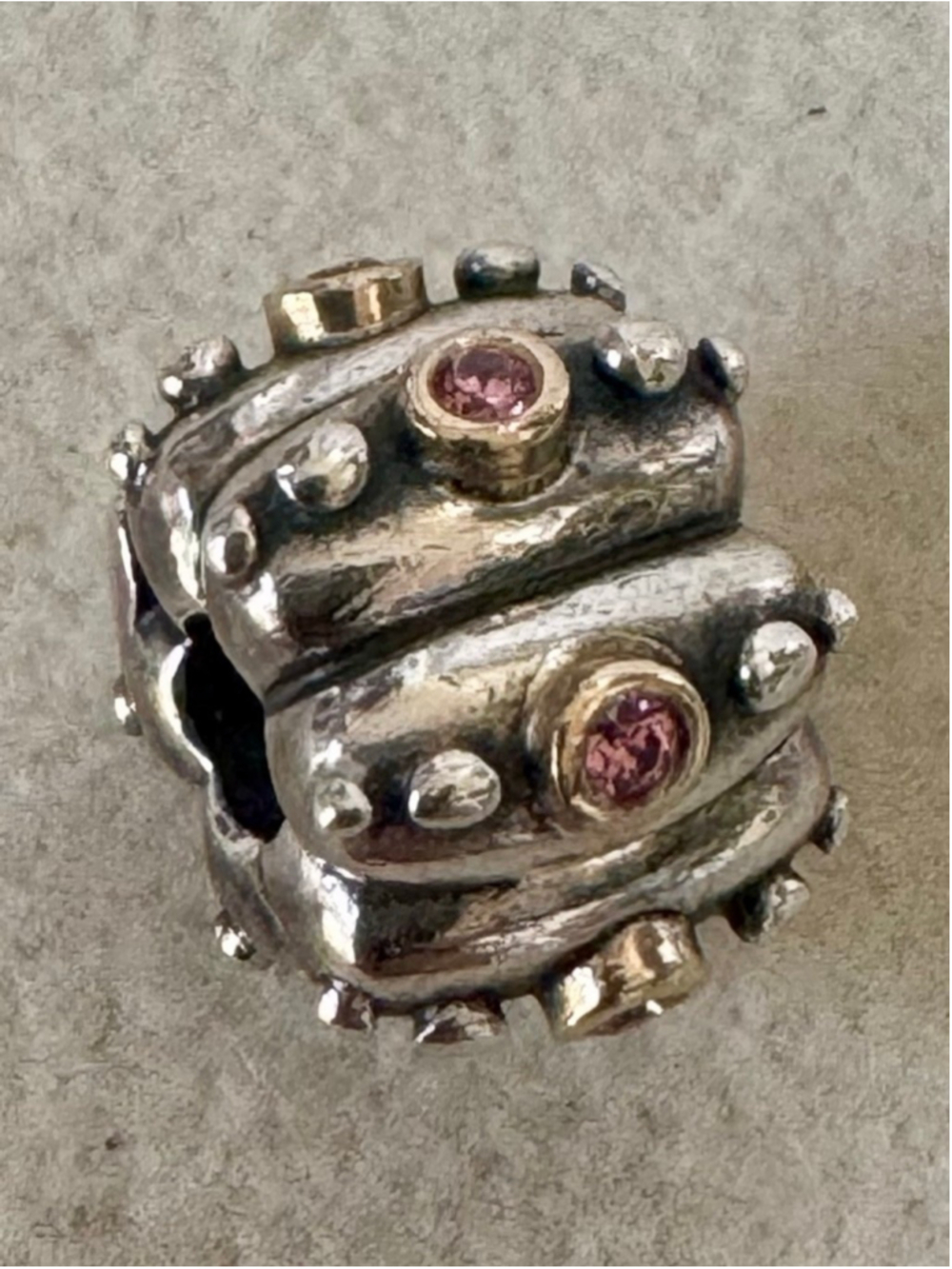 Pandora Sterling Silver 925 And Gold 14k Gold Pink Fusion Clip Charm 790853BCZ
